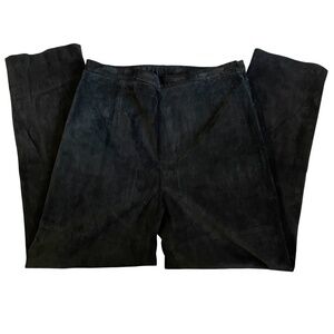 Black Suede Feel/Leather Terry Lewis Classic Luxuries Pants